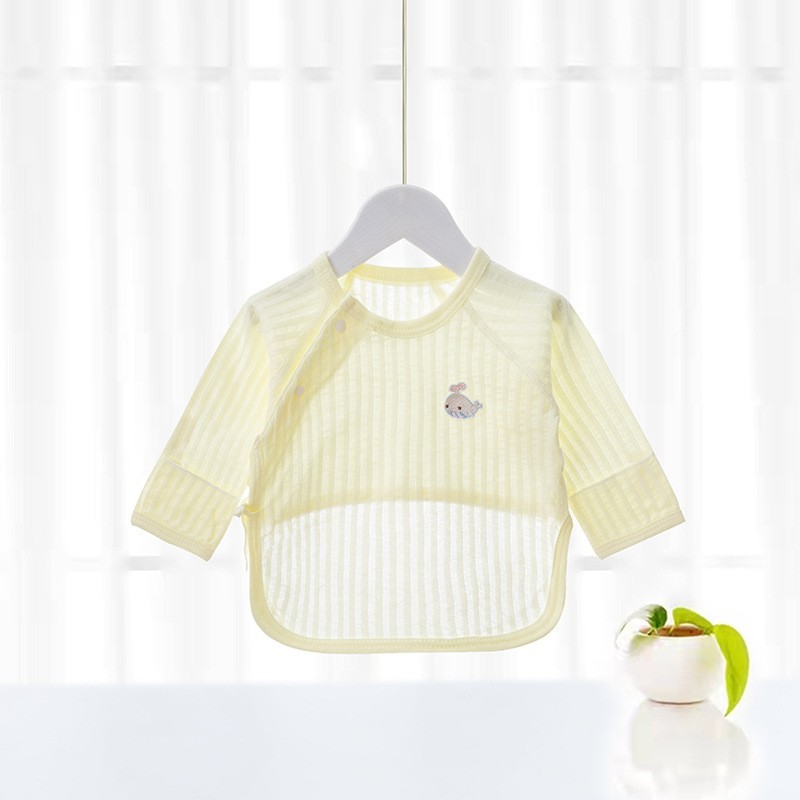 定制婴儿半背衣纯棉无骨和尚服a类夏季薄款新生儿初生上衣半背衣图2