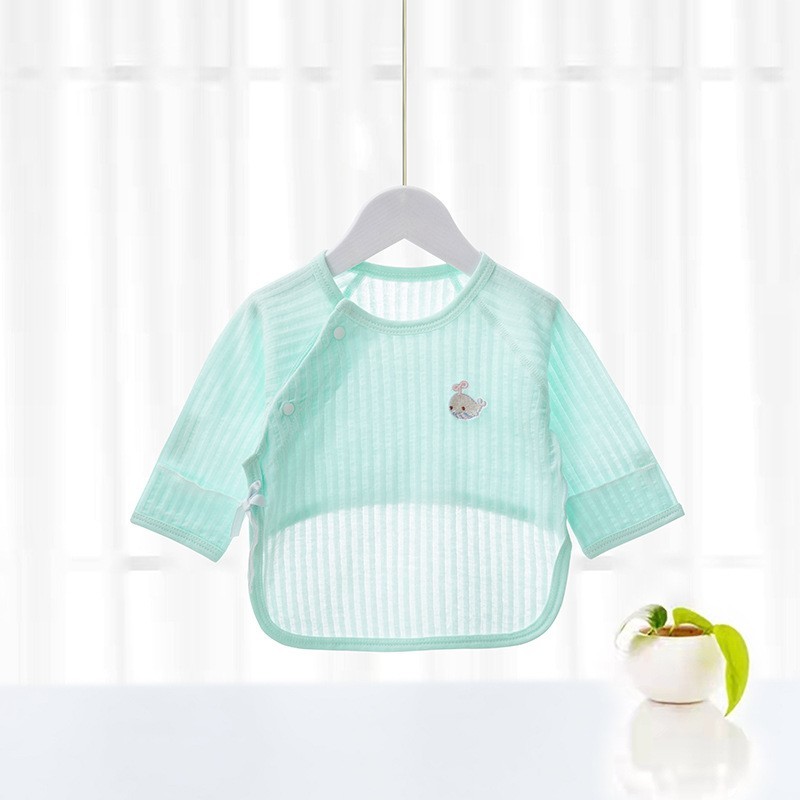 定制婴儿半背衣纯棉无骨和尚服a类夏季薄款新生儿初生上衣半背衣