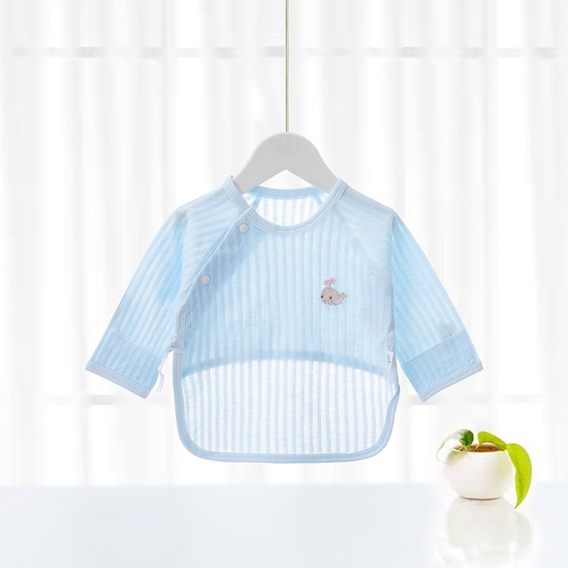 定制婴儿半背衣纯棉无骨和尚服a类夏季薄款新生儿初生上衣半背衣图3