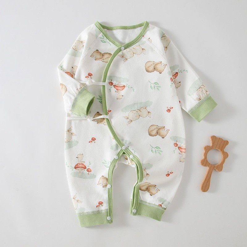 定制新生儿连体婴儿无骨哈衣四季纯棉和尚服宝宝爬服春秋睡衣连体图2