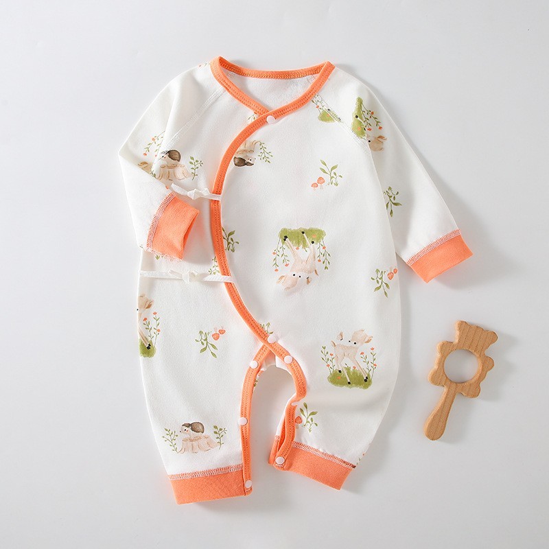 定制新生儿连体婴儿无骨哈衣四季纯棉和尚服宝宝爬服春秋睡衣连体图3