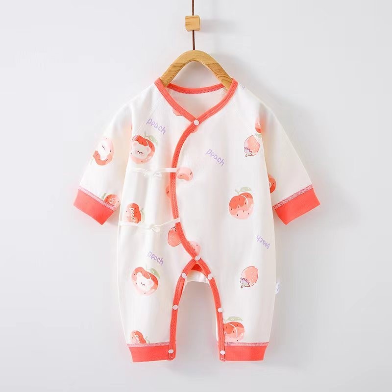 定制新生儿连体婴儿无骨哈衣四季纯棉和尚服宝宝爬服春秋睡衣连体图5