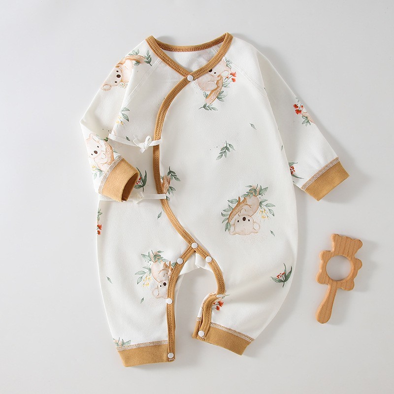 定制新生儿连体婴儿无骨哈衣四季纯棉和尚服宝宝爬服春秋睡衣连体图4