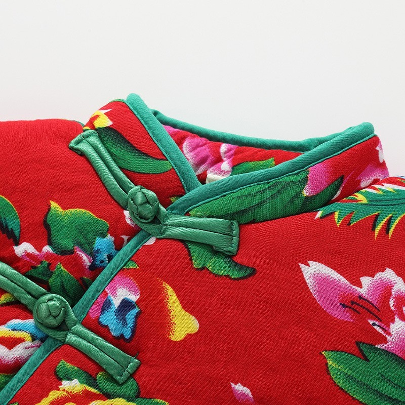 婴幼儿东北大花套装宝宝冬季棉服女童拜年衣服小儿童过年棉袄棉裤图2