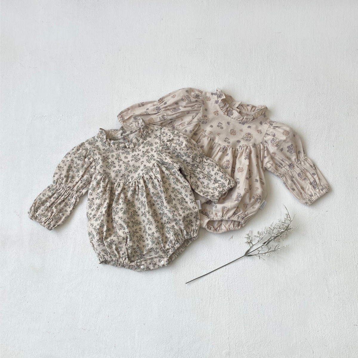 2026春款婴儿复古碎花花苞领连体衣女宝宝甜美可爱包屁衣三角爬服图5