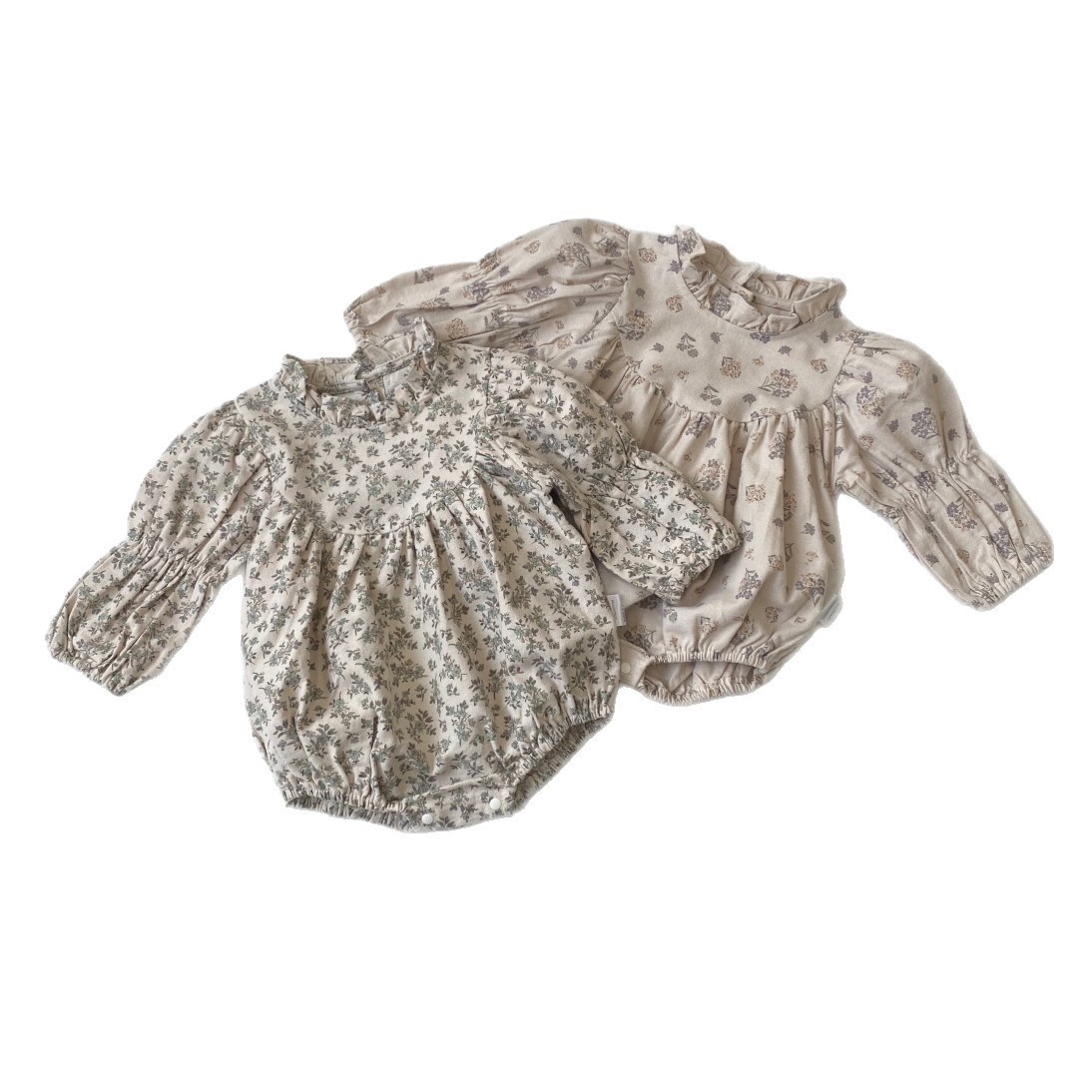 2026春款婴儿复古碎花花苞领连体衣女宝宝甜美可爱包屁衣三角爬服图3