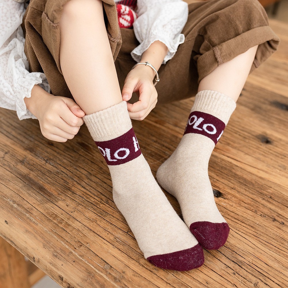 冬季加绒加厚儿童袜子保暖毛圈袜地板袜可爱卡通中筒毛巾袜宝宝袜图2