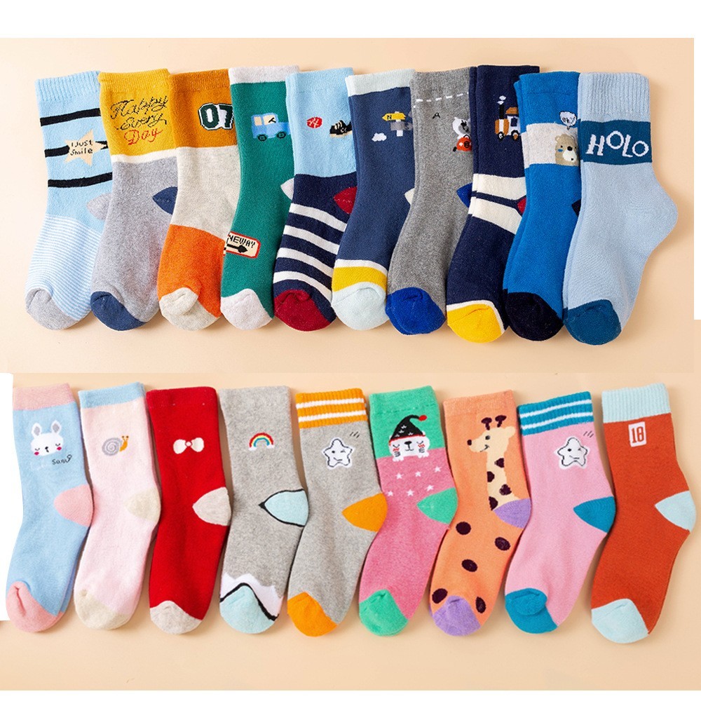 冬季加绒加厚儿童袜子保暖毛圈袜地板袜可爱卡通中筒毛巾袜宝宝袜图4