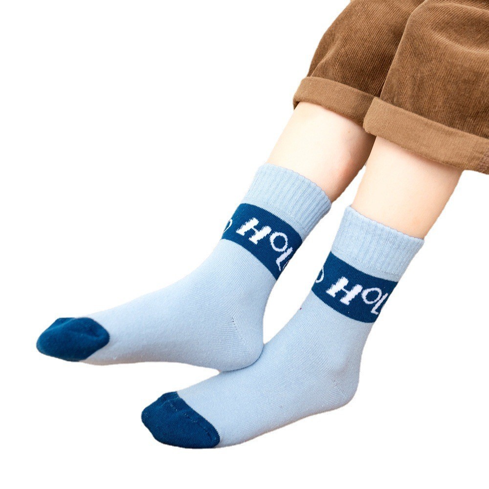 冬季加绒加厚儿童袜子保暖毛圈袜地板袜可爱卡通中筒毛巾袜宝宝袜图5