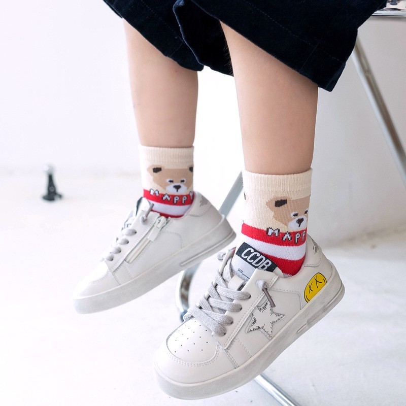 厂家百搭可爱卡通男女儿童纯色彩棉袜子透气吸汗宝宝圣诞袜子图4