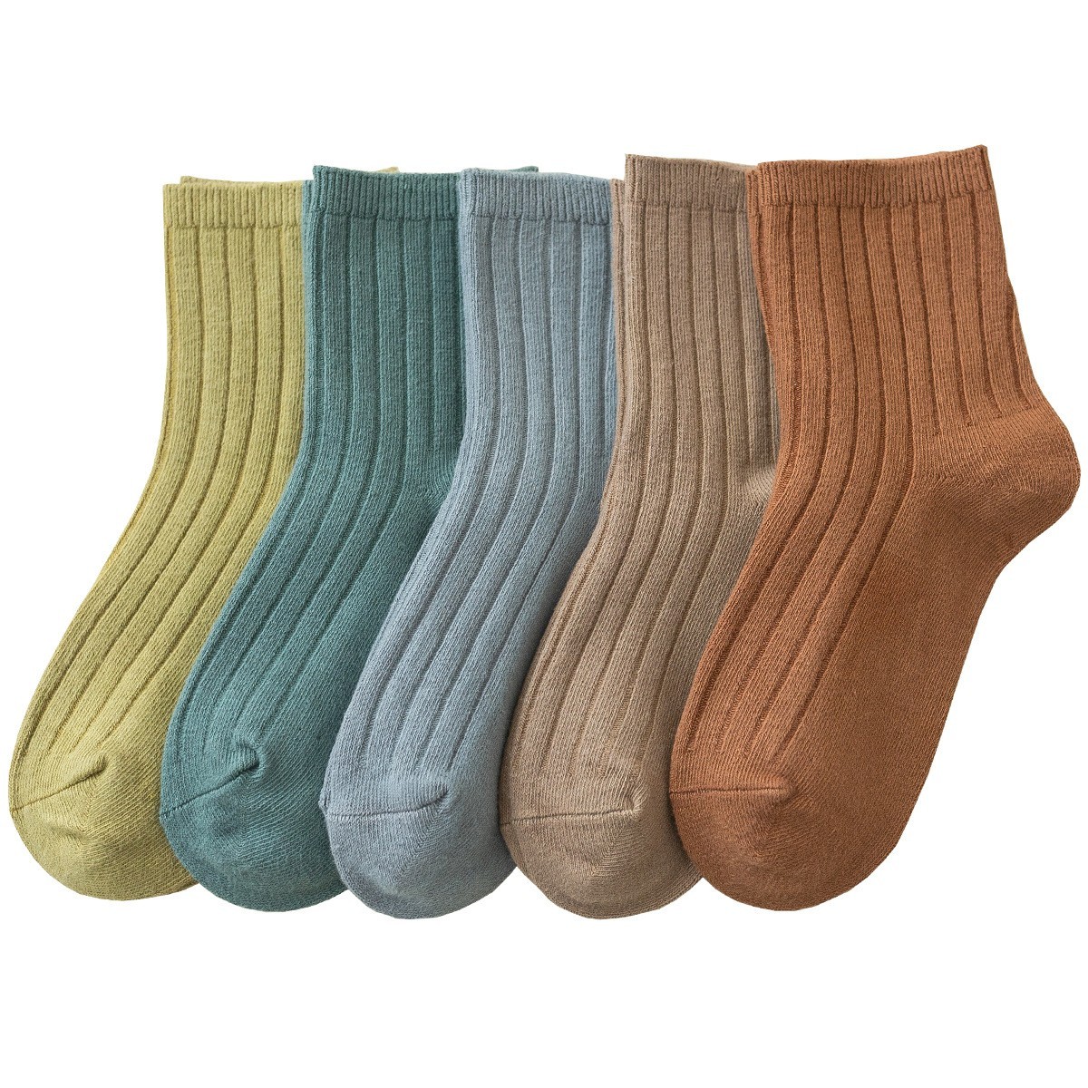 江南兔 春季新款儿童中筒袜子 透气吸汗少年纯色复古色长棉袜图5