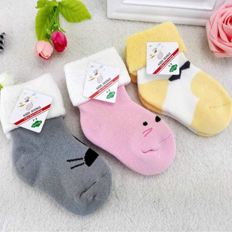 新款秋冬季加厚保暖毛圈加绒袜子 婴幼儿纯色棉袜子 儿童袜图3