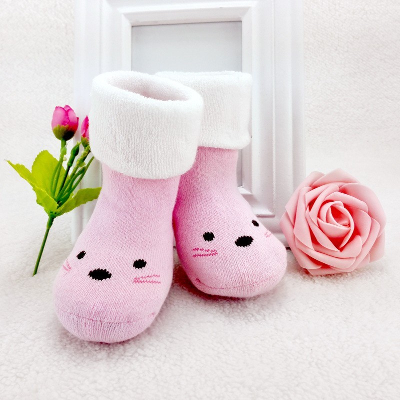 新款秋冬季加厚保暖毛圈加绒袜子 婴幼儿纯色棉袜子 儿童袜图2