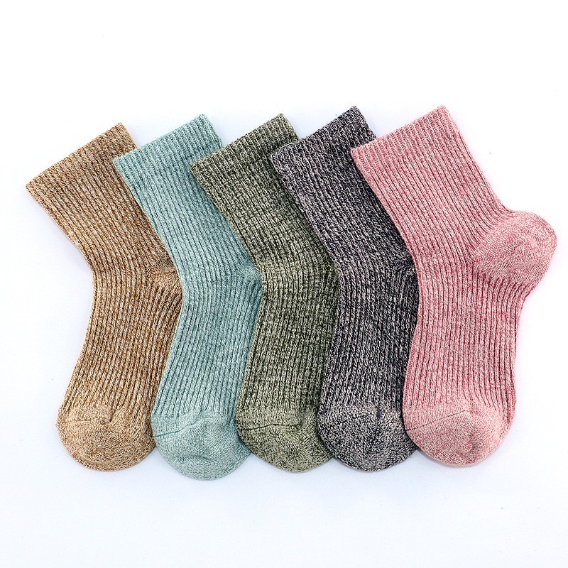 秋冬新款百搭纯色棉中筒长腰儿童袜子纯色彩棉男女宝宝厚款袜子图3