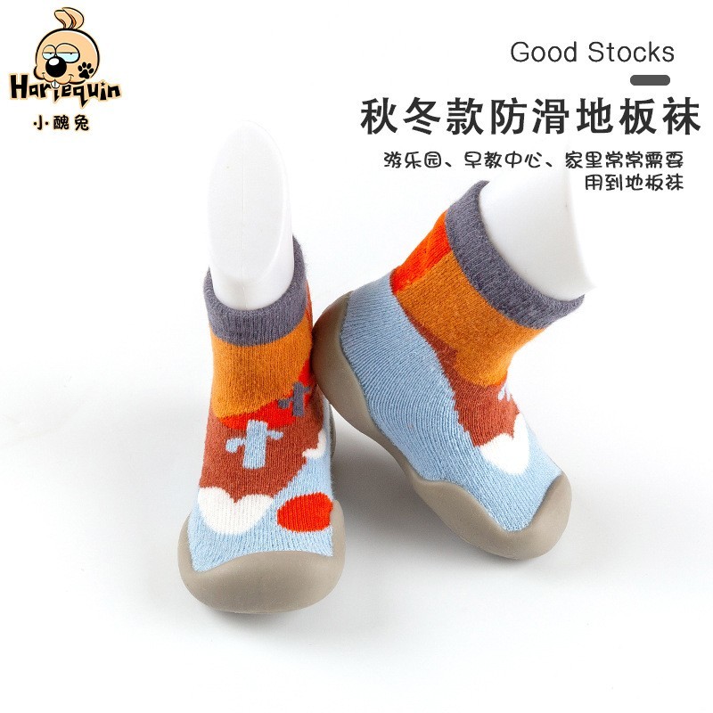 0-4岁潮品秋冬加厚毛圈动物款儿童袜子鞋婴儿软底学步鞋地板鞋图2
