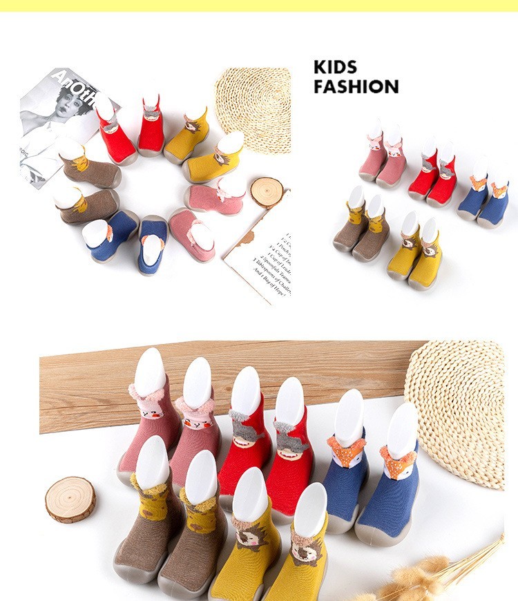 冬款可爱翻边黄色高帮中筒学步防掉婴童卡通鞋子套脚防滑轻便图5