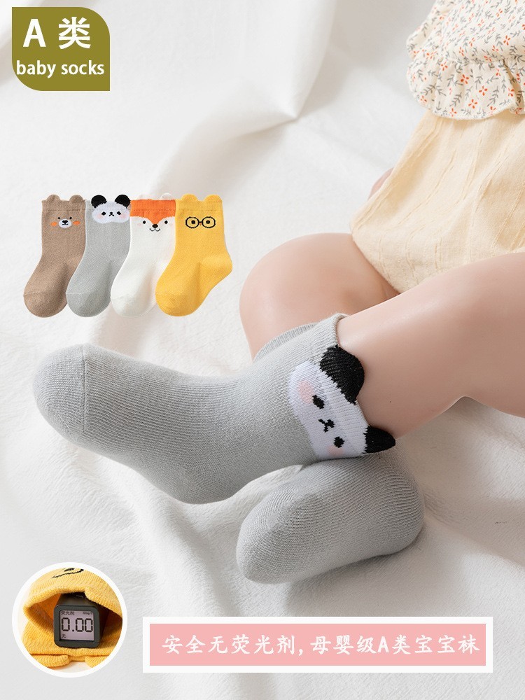 26跨境专供宝宝春秋新品a类棉新生婴幼儿0-6个月松口袜子ins图2