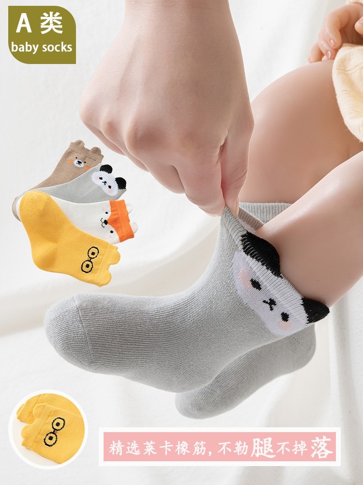 26跨境专供宝宝春秋新品a类棉新生婴幼儿0-6个月松口袜子ins图3