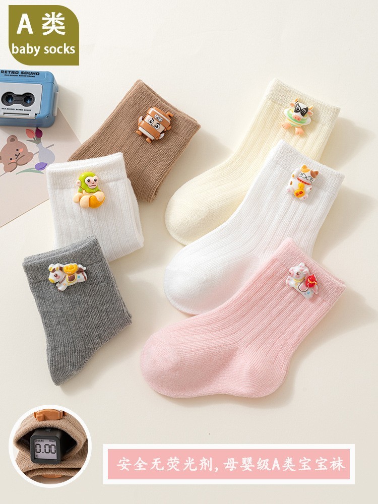 2026严选新生婴儿春秋款男女宝宝松口a类棉卡通中筒0-1岁袜子图2