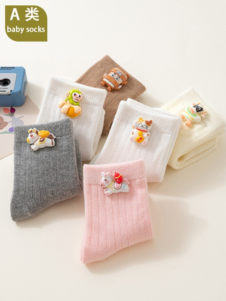2026严选新生婴儿春秋款男女宝宝松口a类棉卡通中筒0-1岁袜子图5