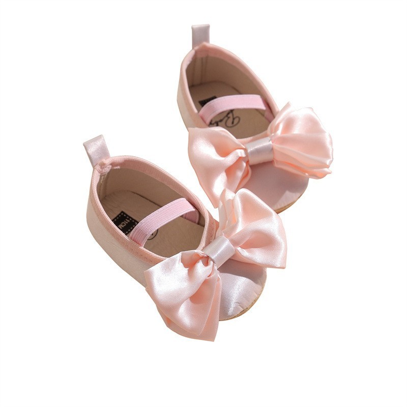 春秋款外贸蝴蝶结公主鞋子0-1小宝宝婴儿软底软面防滑学步鞋图5