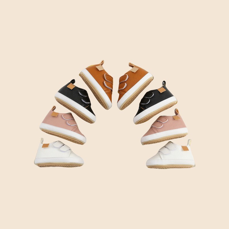 靓宝春秋防滑软PU皮面0-1岁宝宝学步鞋魔术贴防掉6-14个月婴儿鞋图2