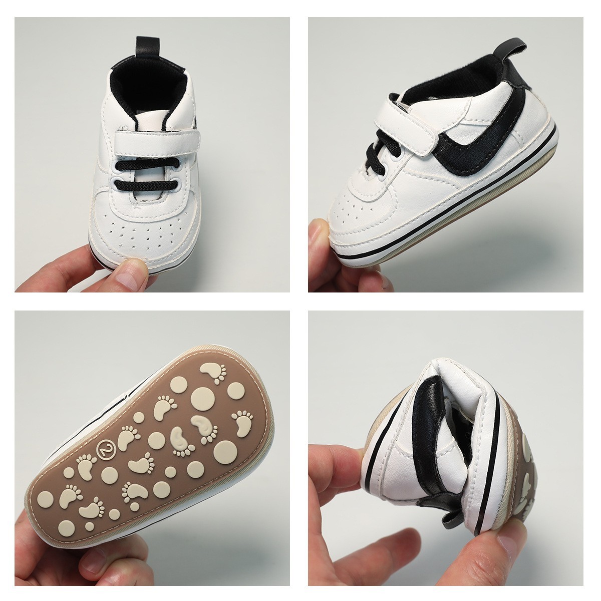 春秋款1岁宝宝软底防滑运动小白鞋男女宝魔术贴学步婴儿鞋图2