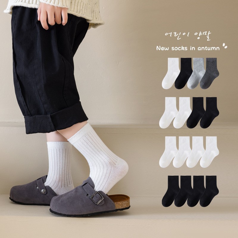 儿童袜子秋冬款男女童学生经典白袜纯色A类棉中筒袜运动吸汗防臭图4