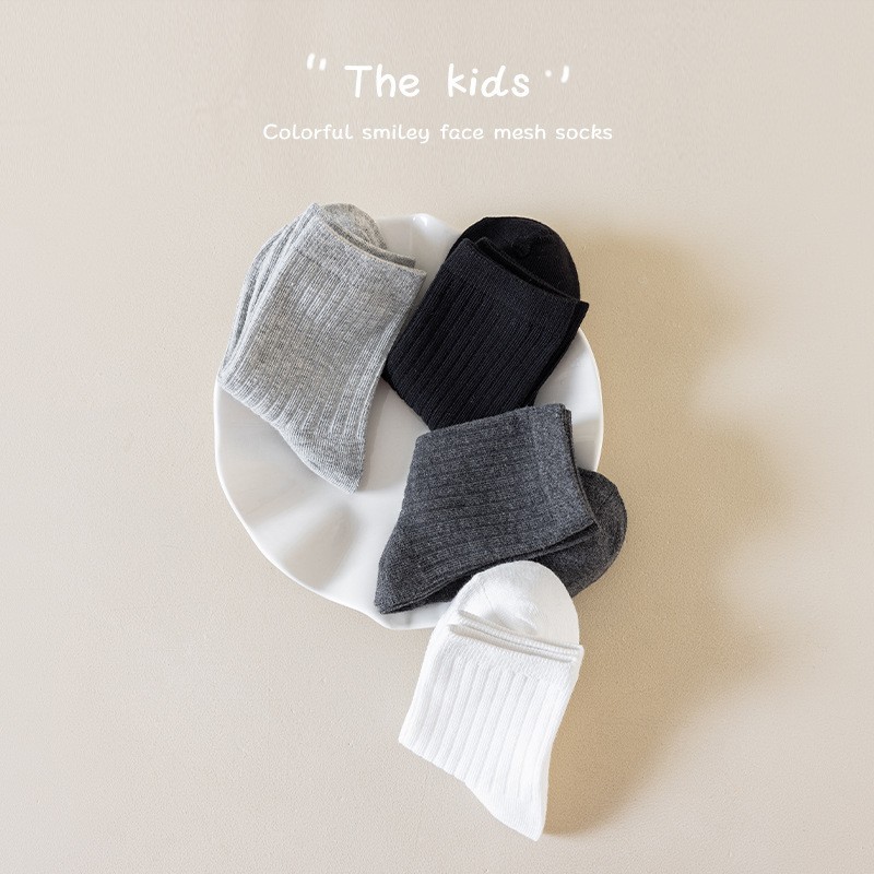 儿童袜子秋冬款男女童学生经典白袜纯色A类棉中筒袜运动吸汗防臭图3