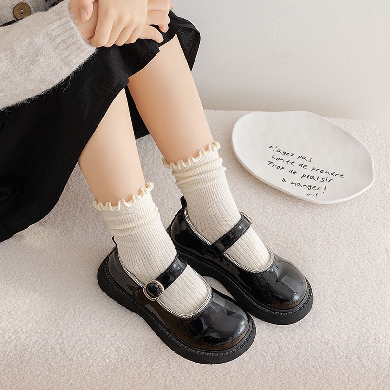 袜子女童堆堆袜秋冬A类棉中筒袜婴儿袜木耳边花边宝宝袜儿童袜子图4