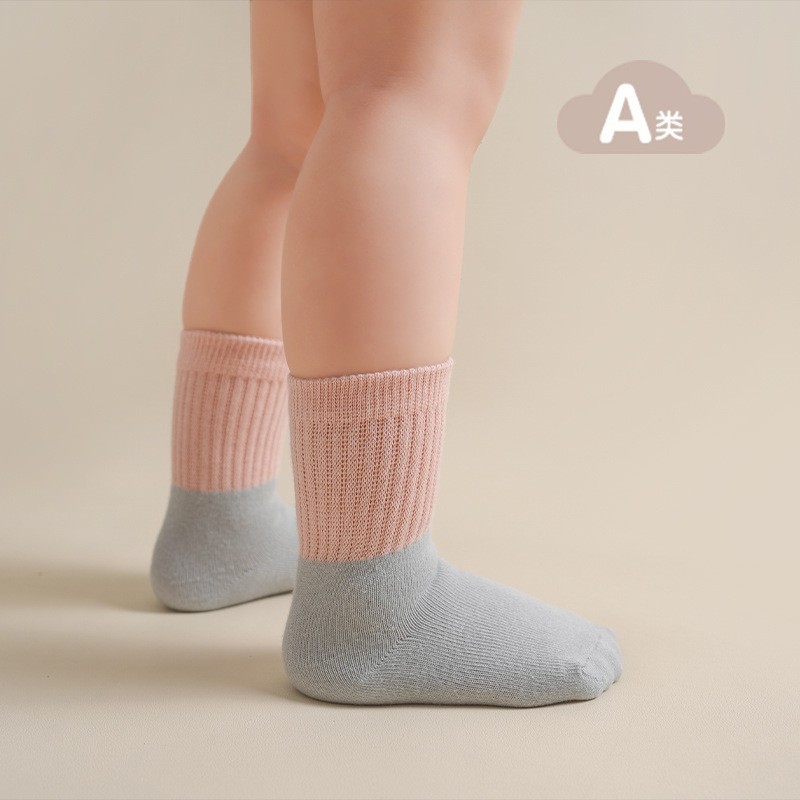 早秋爆款婴儿袜子 拼色a类棉袜0-3岁新生儿无骨中筒袜子儿童袜子图2