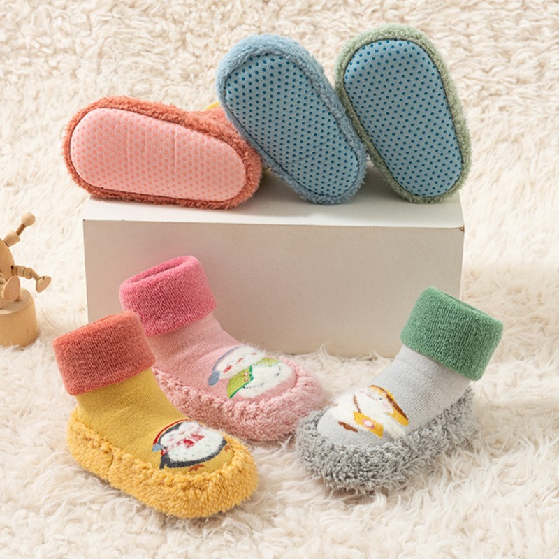 宝宝学步鞋袜冬加厚加绒防滑底儿童袜子婴儿地板袜中筒地板鞋男女图3