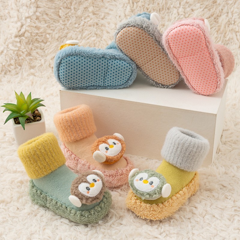 婴儿长筒袜秋冬款加绒加厚儿童袜子卡通高筒防滑袜宝宝学步地板袜图2