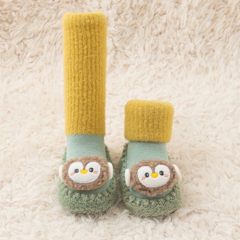 婴儿长筒袜秋冬款加绒加厚儿童袜子卡通高筒防滑袜宝宝学步地板袜图3
