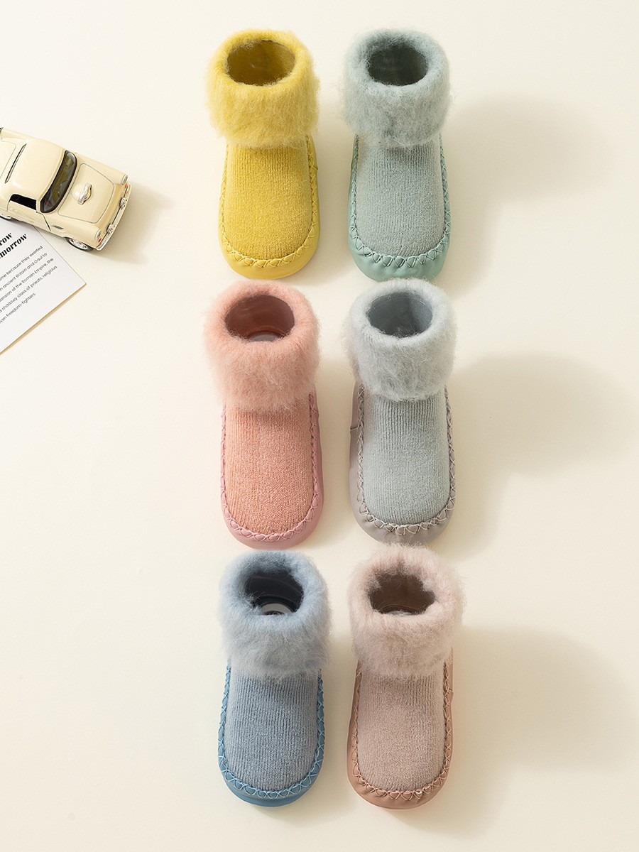 25冬季儿童中筒地板袜宝宝加厚加绒学步袜室内防滑软底婴儿袜子鞋图4