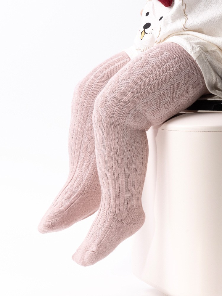 婴儿女孩纯色连裤袜春秋竖条纹双针婴童打底袜图5