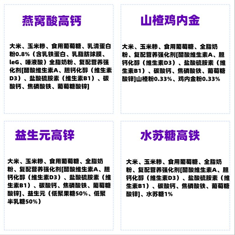 婴幼儿辅食米粉山楂鸡内金燕窝酸益生元水苏糖铁锌钙图4