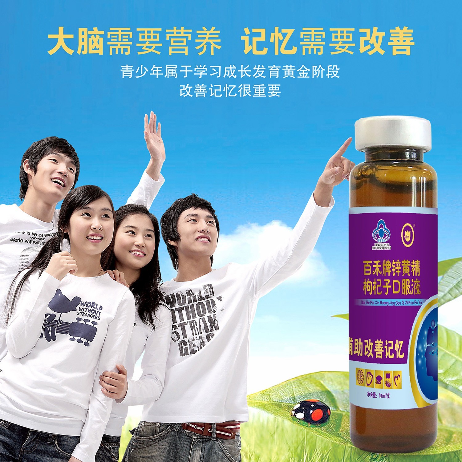 蓝帽保健食品辅助改善记忆力锌黄精枸杞子口服液保健品图2