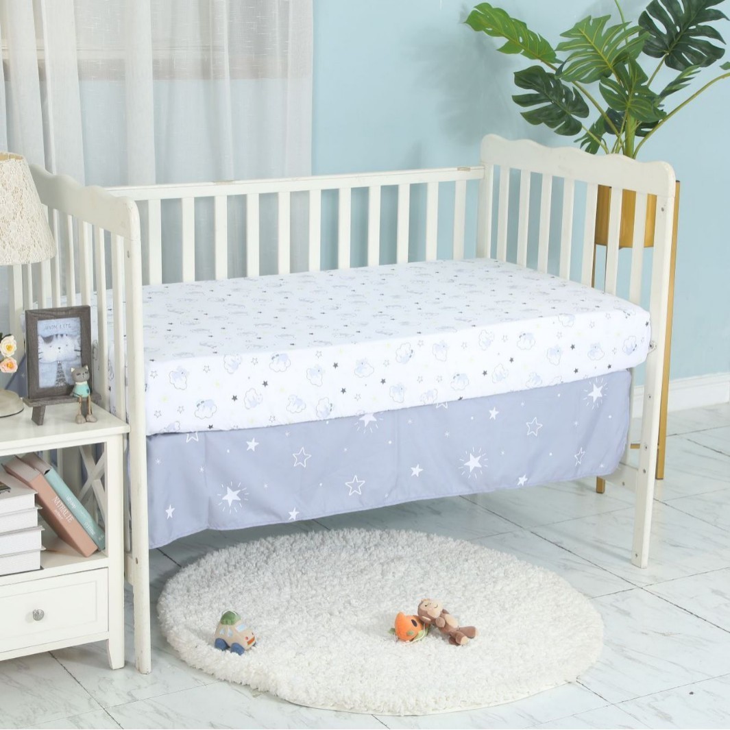 生产工厂供跨境外贸婴儿床品三件套童被床笠床裙图2