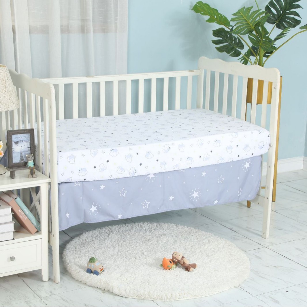 生产工厂供跨境外贸婴儿床品三件套童被床笠床裙图3