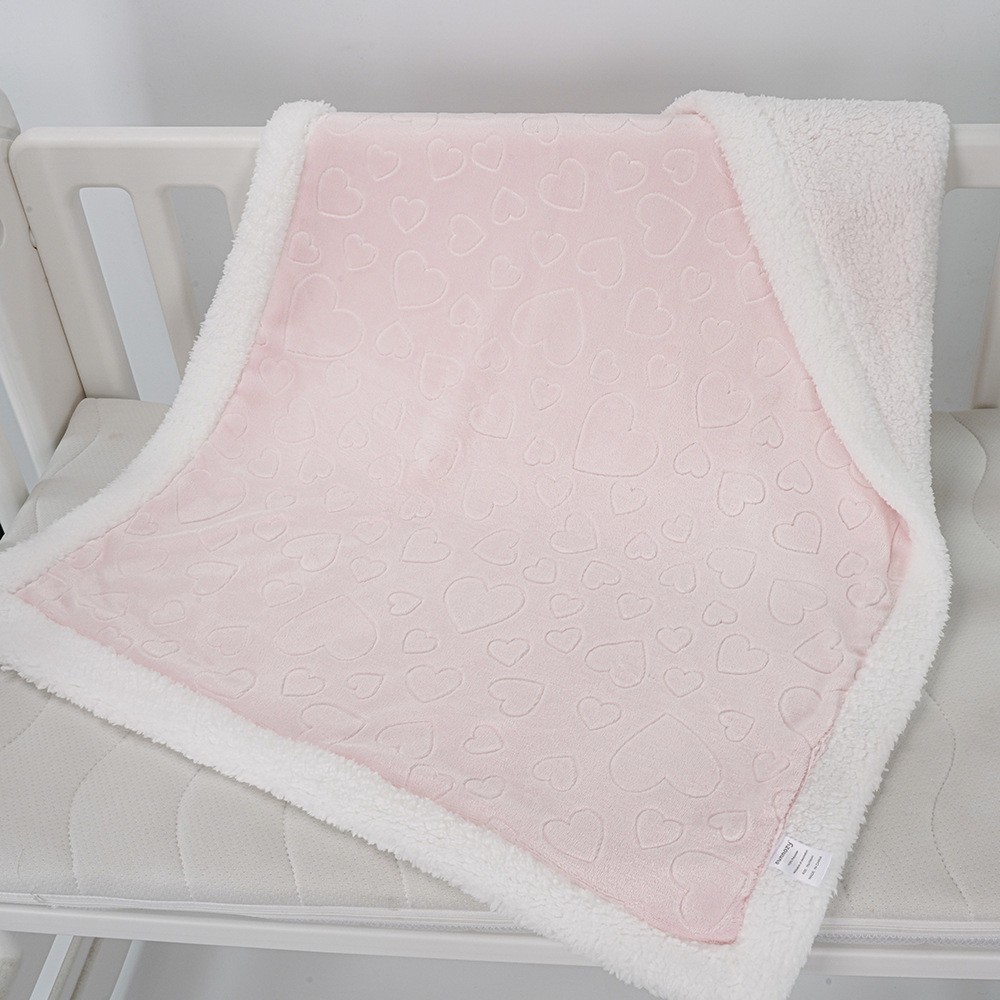 春秋新款法兰绒新生儿毛毯压花双层接边宝宝盖毯加厚保暖婴儿毯子图3