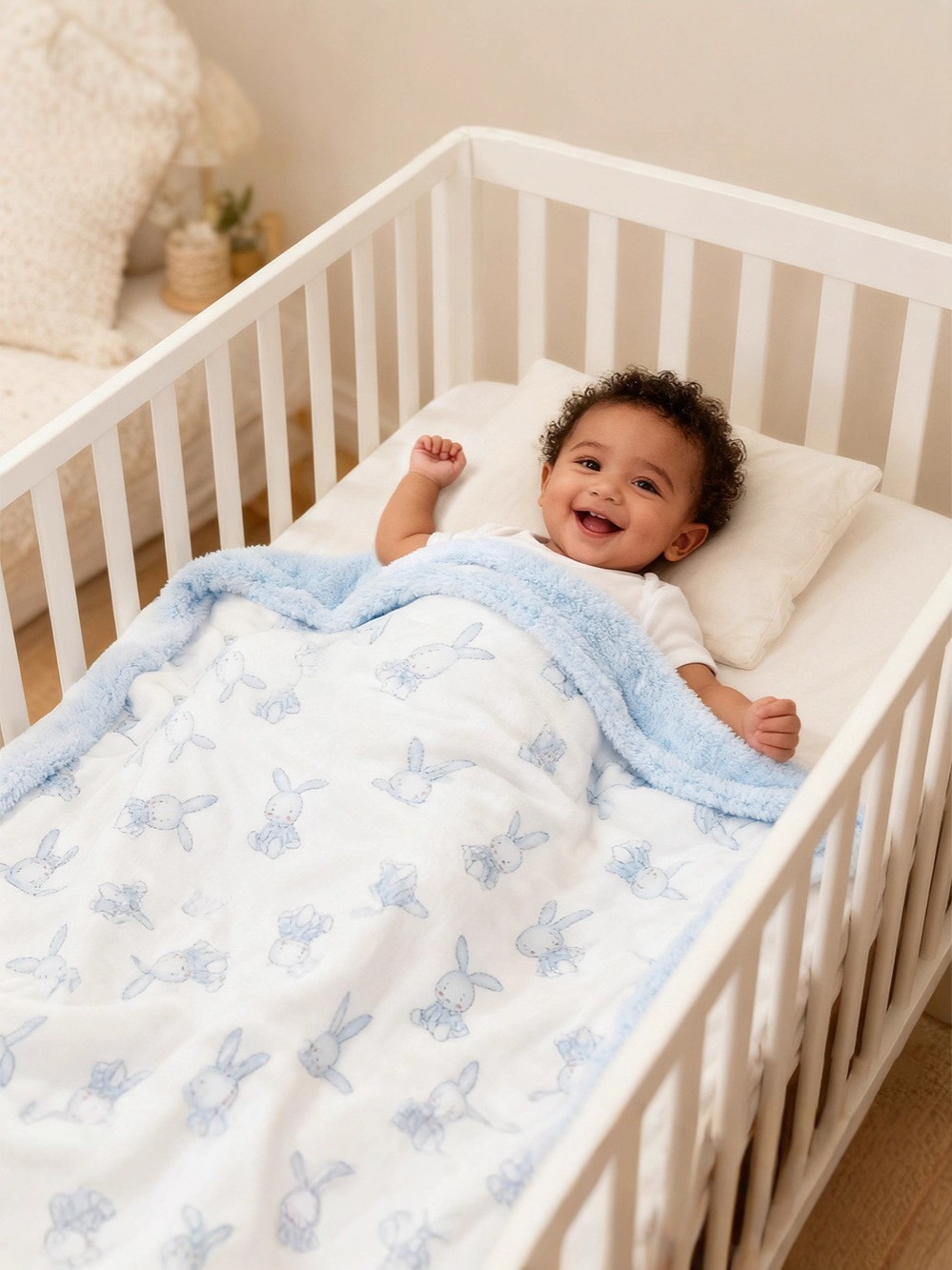 跨境新生儿双层秋冬包被包边保暖宝宝抱毯动物印花超柔毛绒婴儿毯