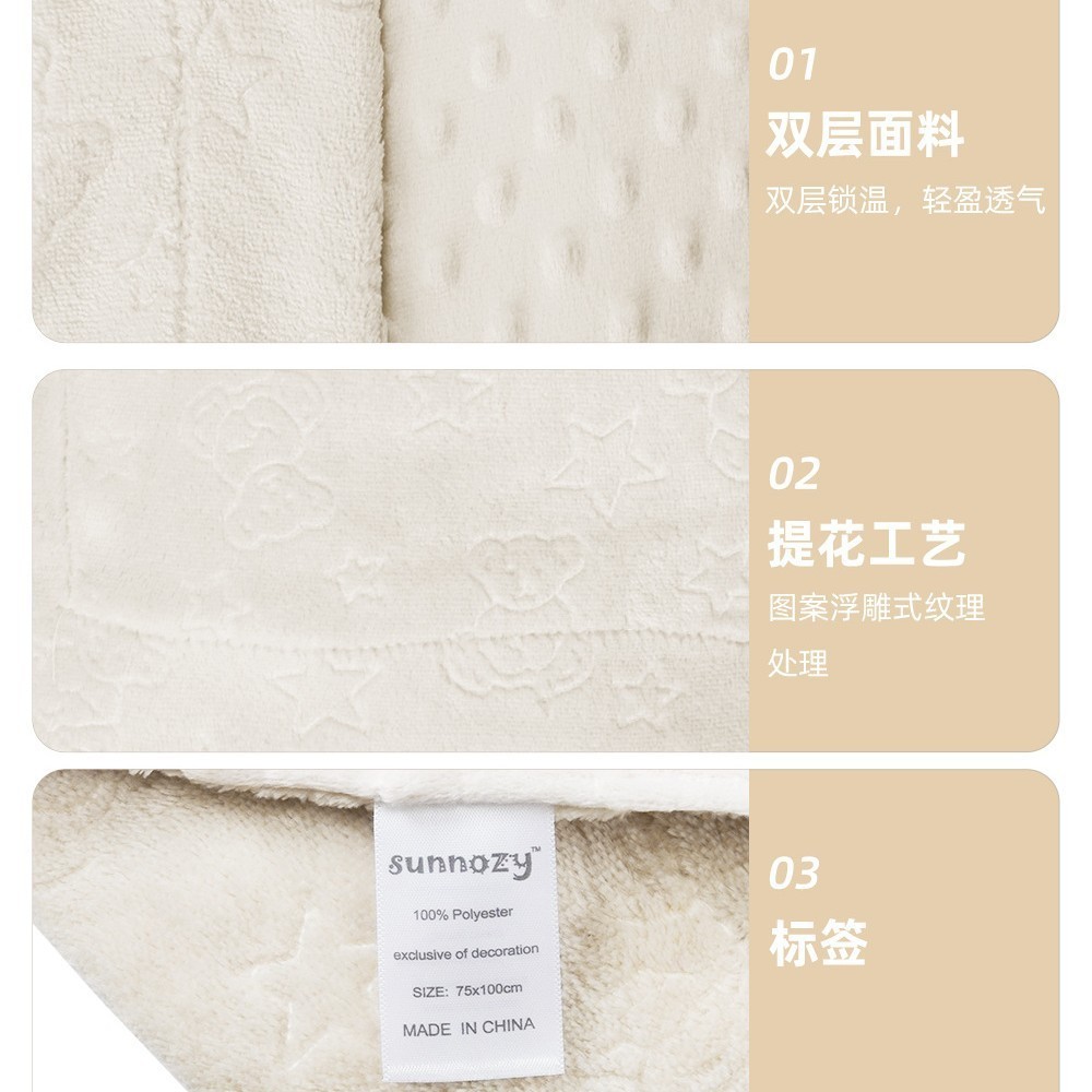 新生儿春秋安抚豆豆毯双面压泡法兰绒婴儿盖毯宝宝外出午睡空调毯图3