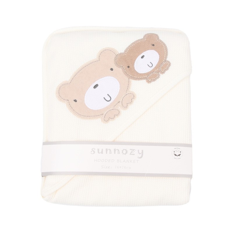 跨境热卖纯棉婴儿盖毯四季透气吸水多用途新生儿安抚连帽抱毯包被图2