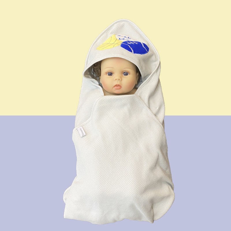 跨境热卖纯棉婴儿盖毯四季透气吸水多用途新生儿安抚连帽抱毯包被图3