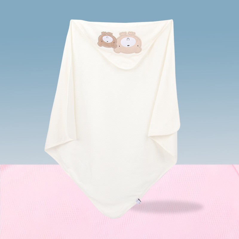 跨境热卖纯棉婴儿盖毯四季透气吸水多用途新生儿安抚连帽抱毯包被图5