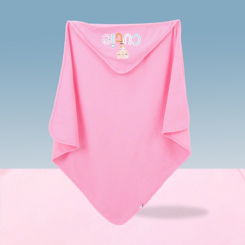 跨境热卖纯棉婴儿盖毯四季透气吸水多用途新生儿安抚连帽抱毯包被图4