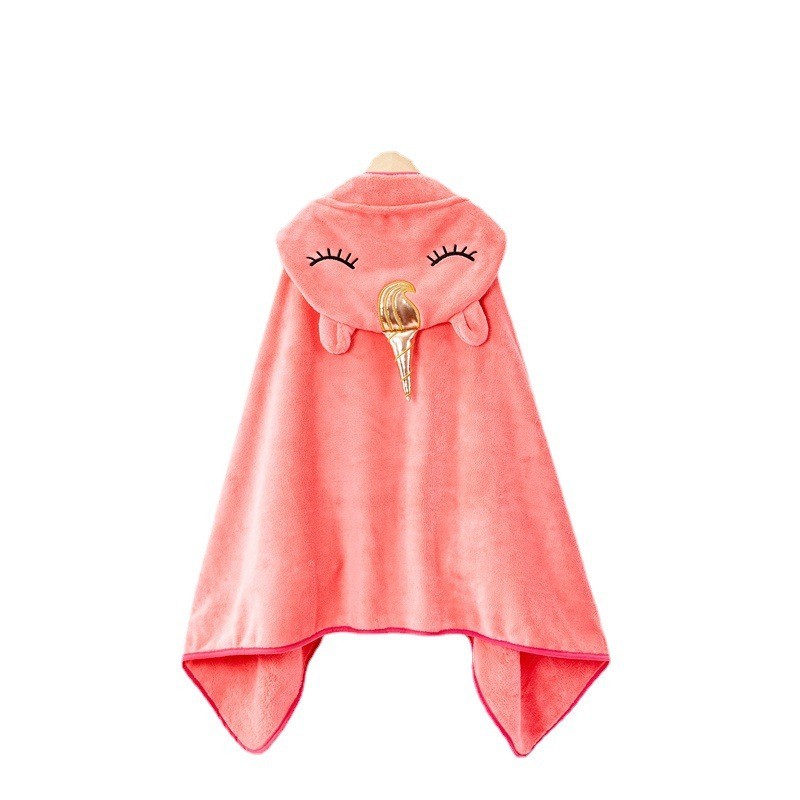 卡通高密珊瑚绒儿童斗篷浴巾擦澡巾婴幼儿浴袍披风卡通可爱图3