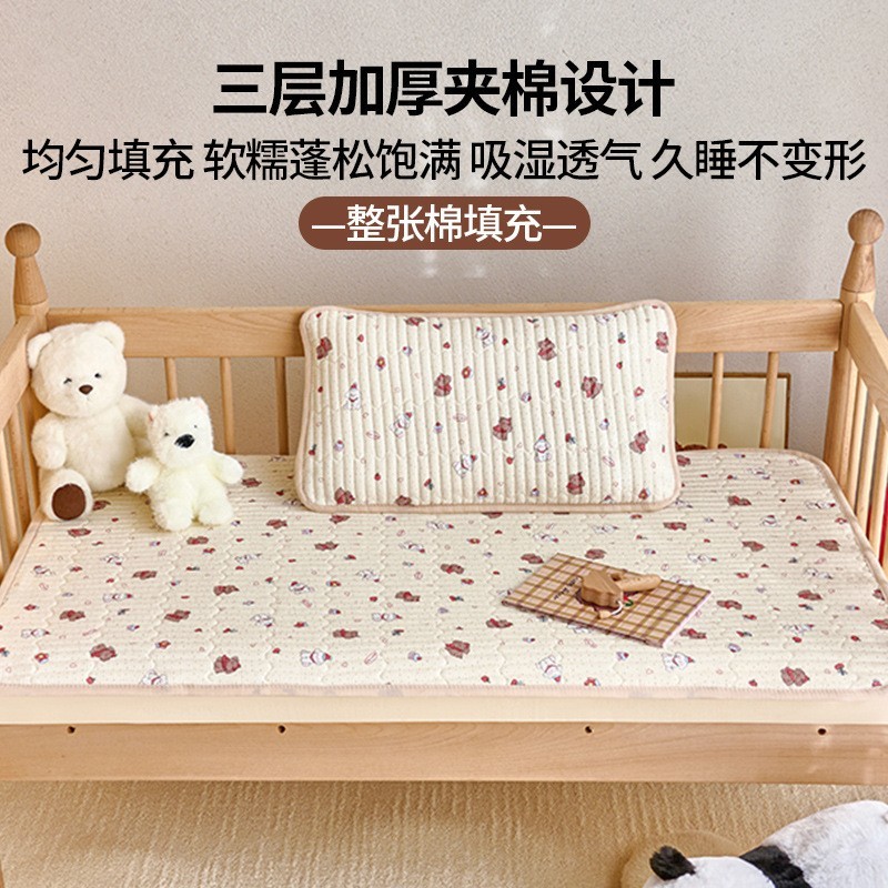A类儿童床床盖纯棉双层纱幼儿园床护垫小宝宝拼接床软垫褥子图4