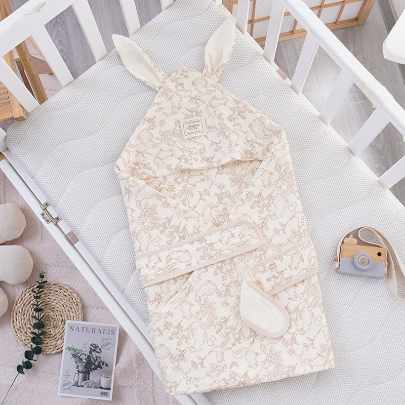 婴幼儿抱被大兔子耳朵新生儿包被襁褓初生宝宝产房小被子四季可用图2